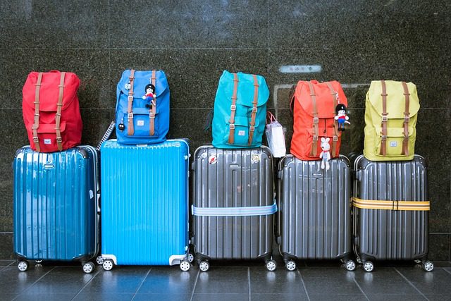 A line of suitcases